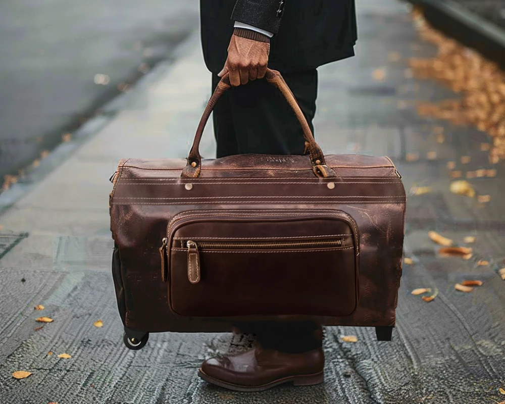luxury leather carry on luggage